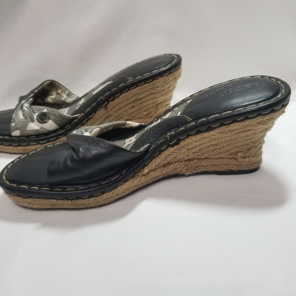 ✨ Born Leather / Floral Wedge Espadrilles Sa… - Picture 2 of 12